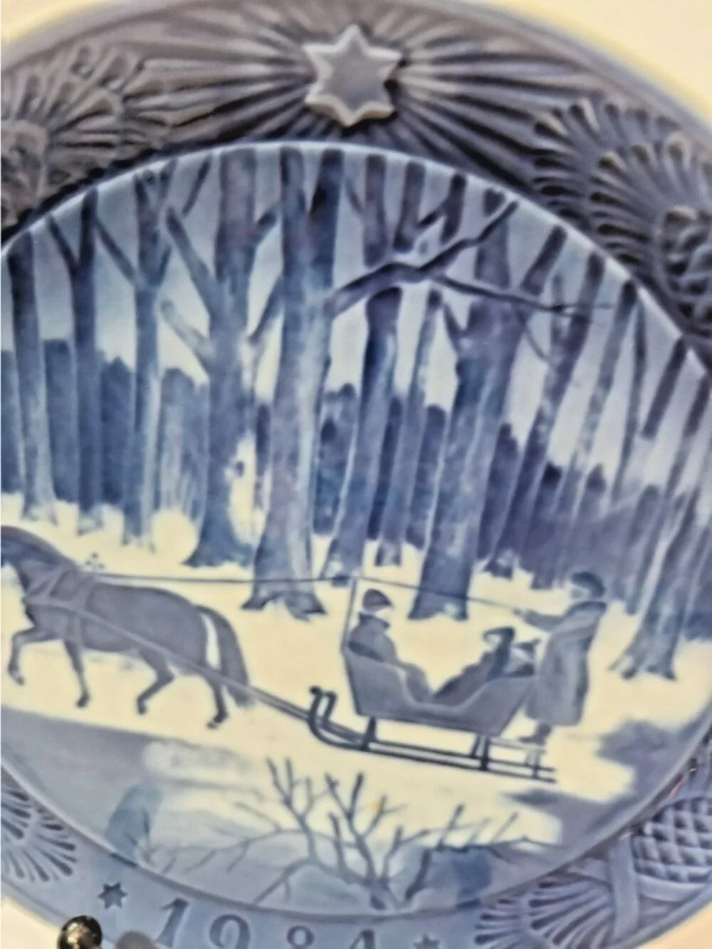 Vtg 1984 Royal Copenhagen Jingle Bells Collector Plate Denmark Blue White